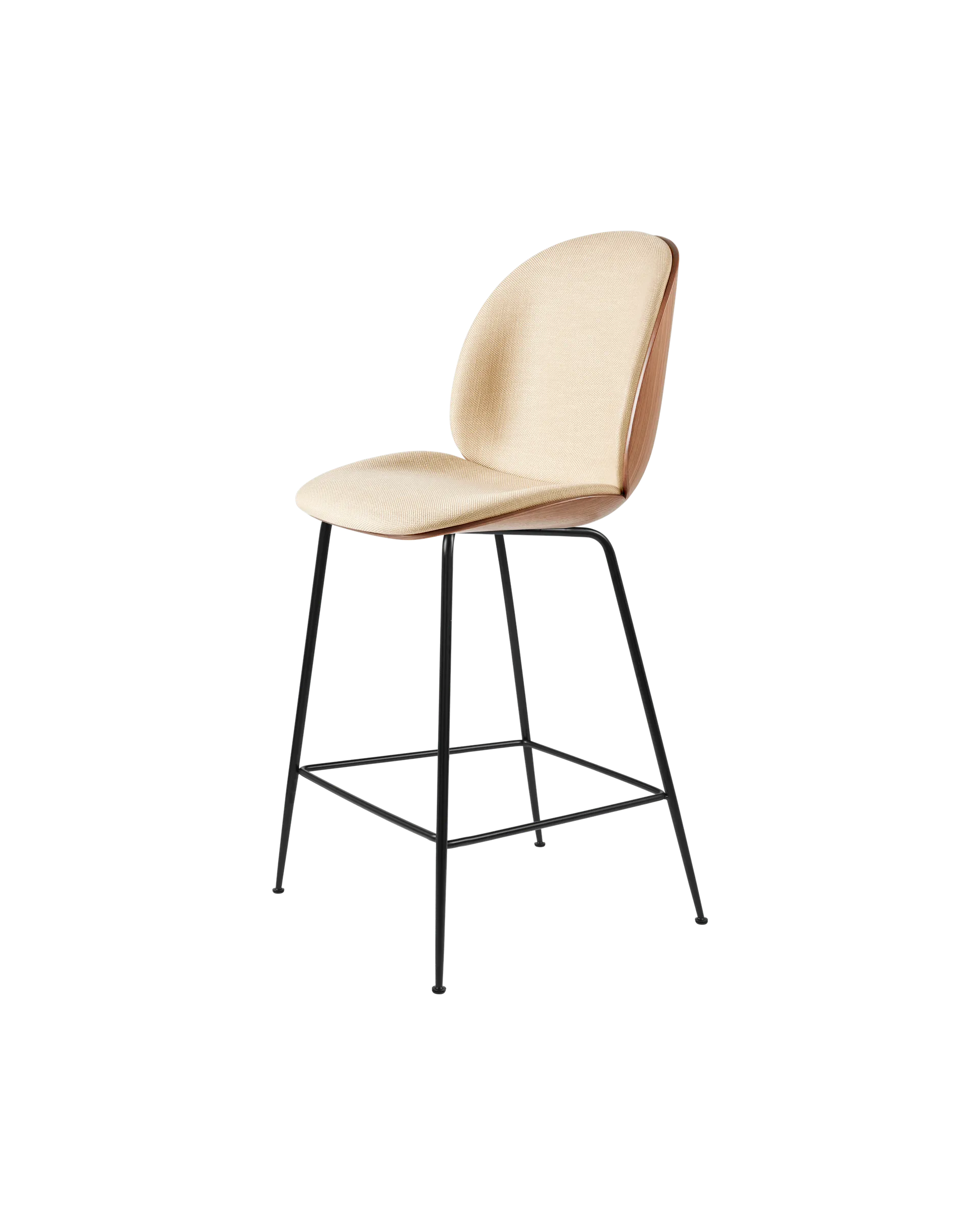 GUBI Beetle Counter Chair, 3D Veneer & Front Upholstered